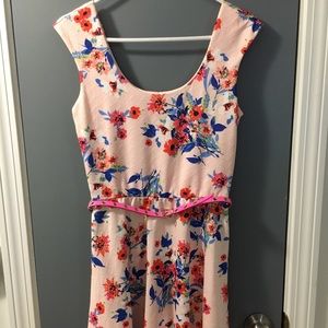 Pink floral skater dress